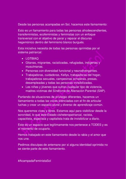 [CRIDA] de l'#AcampadaFeministaSol (Madrid)