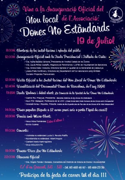 19/07::. Inauguració Oficial del nou local de l'Associació: Dones No Estàndards
