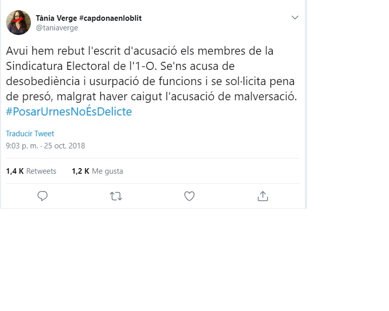 Suport a Tània Verge #capdonaenloblit